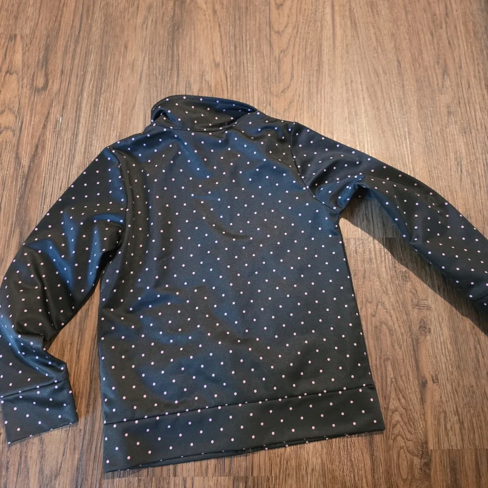 adidas Black Jacket with Pink Logo and Dot Pattern